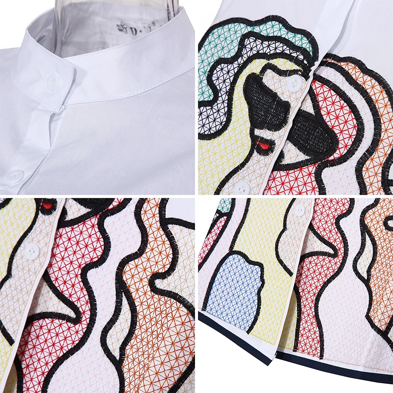 

Women's Spring Summer Embroidery Print Blouses Women Casual Three Quarter Sleeve Fashion Blouse Shirt Top for Women 2021 New