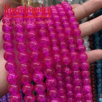 magent cracked quartz glass beads crystal round loose spacer beads for jewelry making 8 10mm diy bracelet accessories wholesale