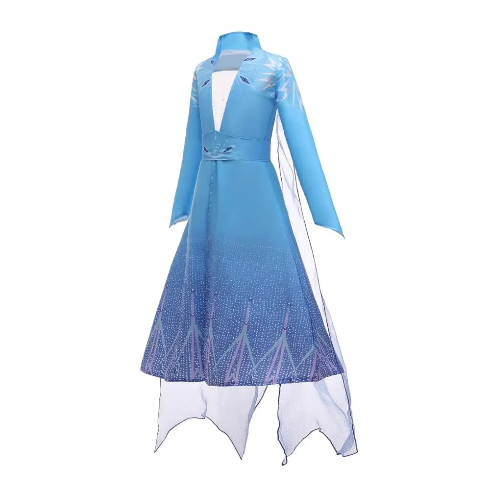 Новинка Платье для девочек Эльза Костюм Снежной Королевы Белый парик Детская