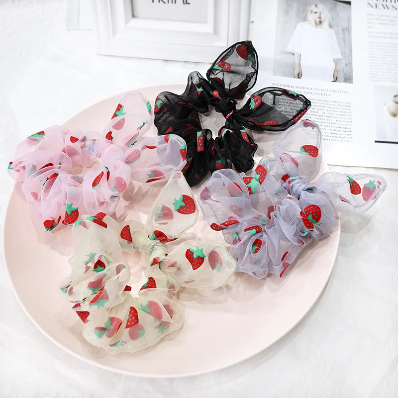 Новые корейские шифоновые резинки для волос с заячьими ушками резинка бантом