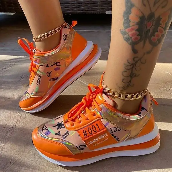 

Women's Sneakers Casual Outdoor Chunky Women Vulcanized Shoes Lace Up Platform Sports Shoes Fashion Patchwork Ladies Sneakers