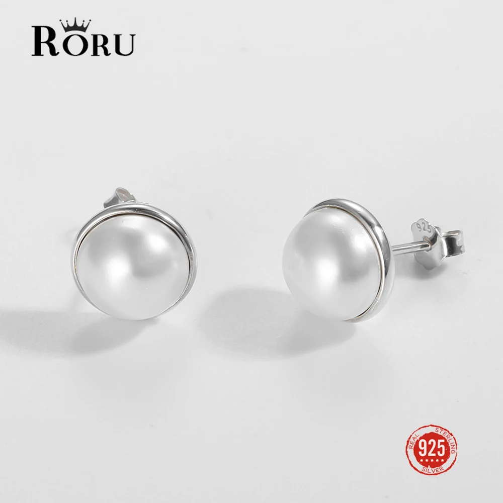 

S925 Sterling Silver Earrings White Pearl Simple Stud Earring Gift for Wedding Party Classic Pearl Jewelry for Women