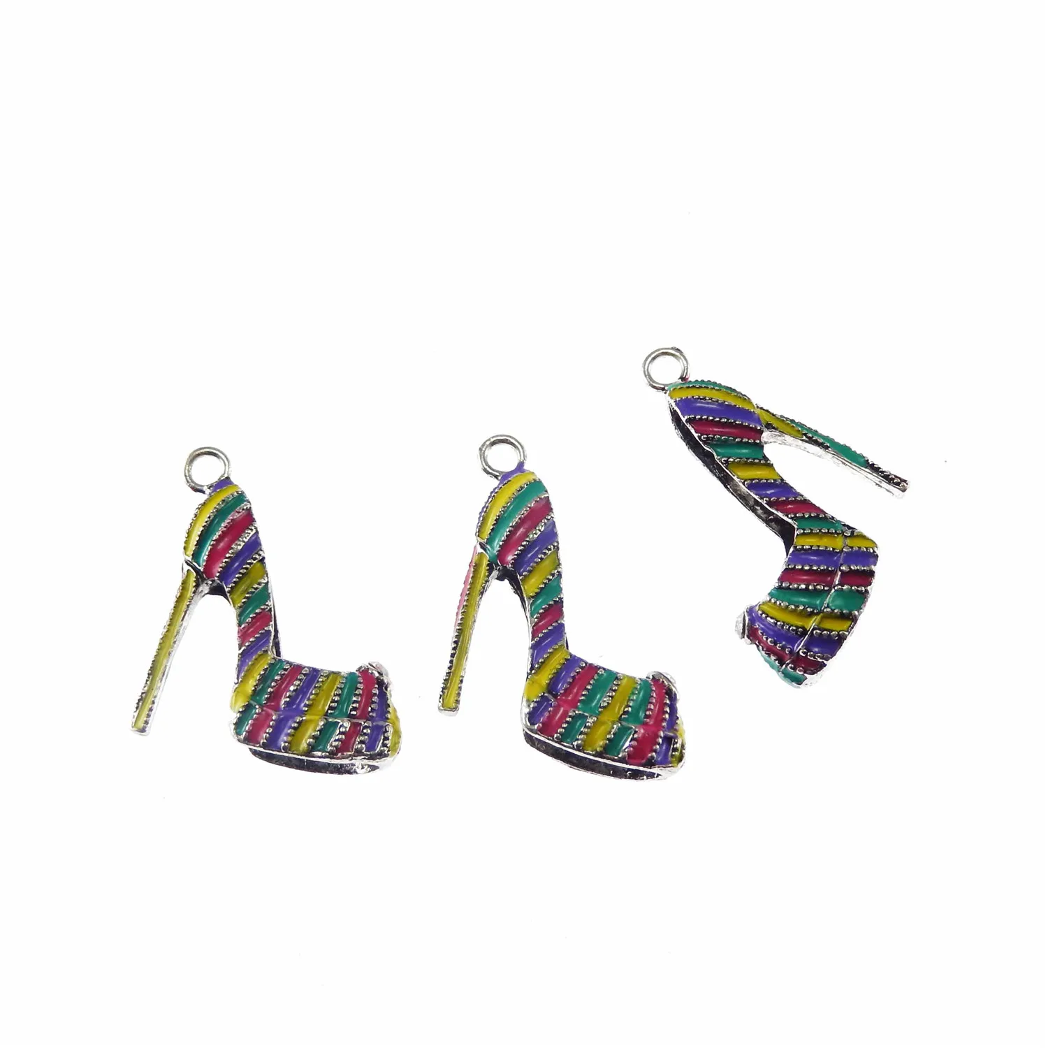 GraceAngie 4PCS Rainbow Enamel High Heel Shoe Charms for Women - Fashion Pendant for DIY Bracelet Necklace image 3