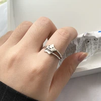 925 sterling silver for women ring simple retro hollow five pointed star ring couple thai silver jewelry ring adjustable rings
