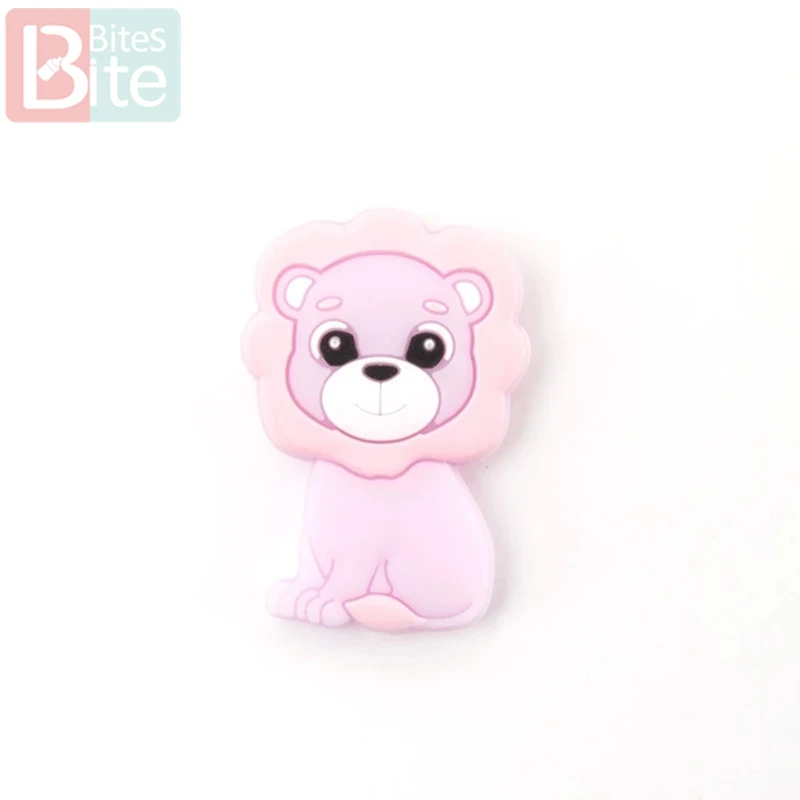 Pink Lion 100 шт Детские Силиконовые Бусины лев Король мультфильм beadsfair класс силиконовый Прорезыватель для соски цепи Детская Подвеска Ожерелье Товары для малышей - Цвет: Pink Lion