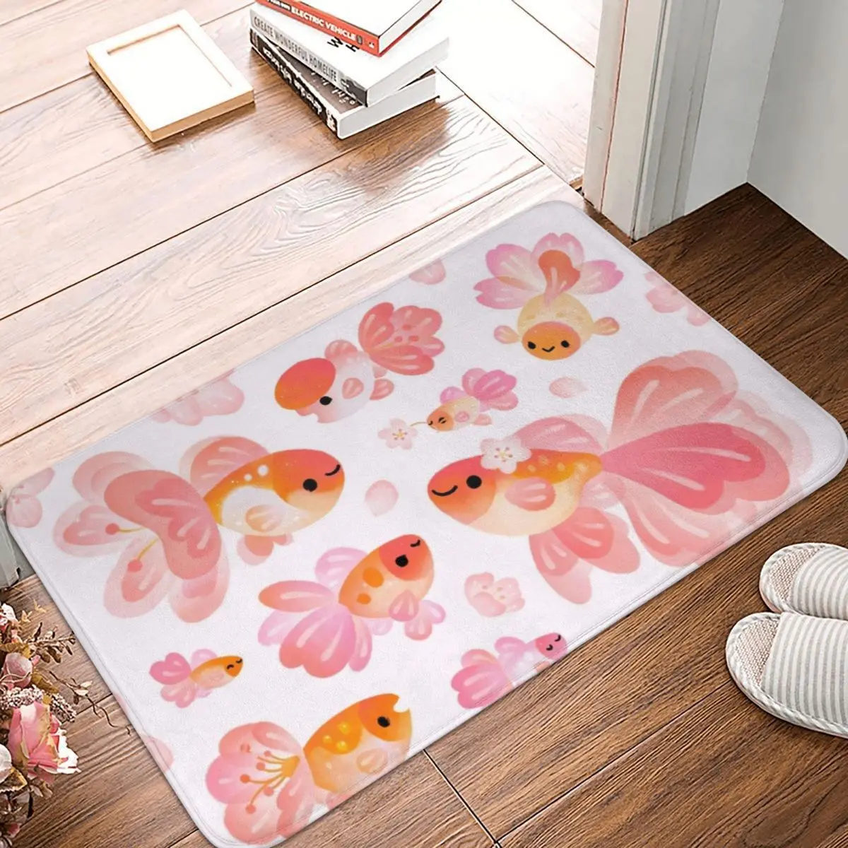 

Cherry Blossom Goldfish 2 Doormat Rug carpet Mat Footpad Anti-slip Water oil proofEntrance Kitchen Bedroom balcony Cartoon