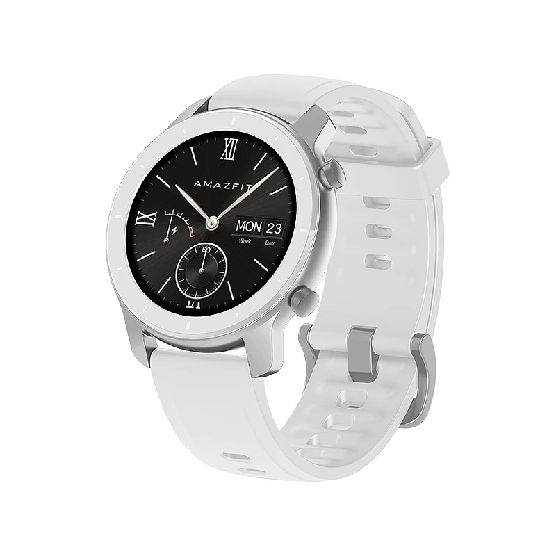 Глобальная версия, Новые смарт-часы Amazfit GTR 42 мм, 5ATM, умные часы, 12 дней, батарея, управление музыкой для Android IOS - Цвет: White