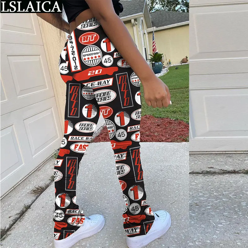 

Woman Pants Drawstring Printing Pocket Streetwear Sweatpants Women Elastic Waist Skinny Casual Fashion New Femme Pantalon