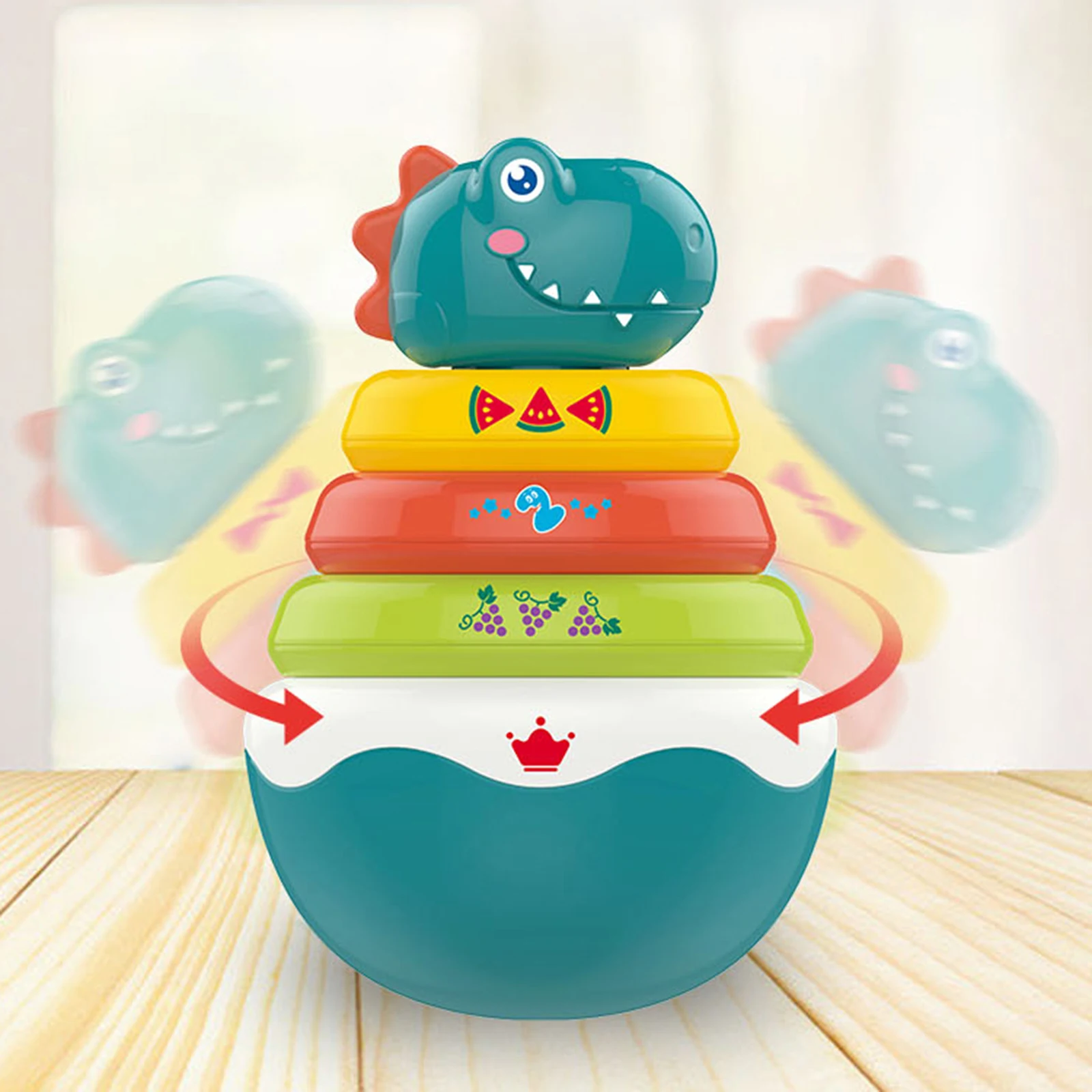 

Funny Dinosaur Shaped Cute Tumbler Doll Music Wobbler Multifunctional Portable Baby Sound Learning Early Education Musical Toys