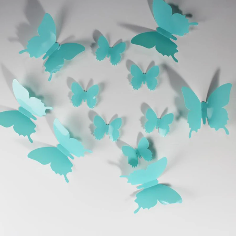 12-Piece Double Layer 3D Butterfly Wall Stickers | Wall Home Decoration | Butterfly Magnet for Refrigerator image 3