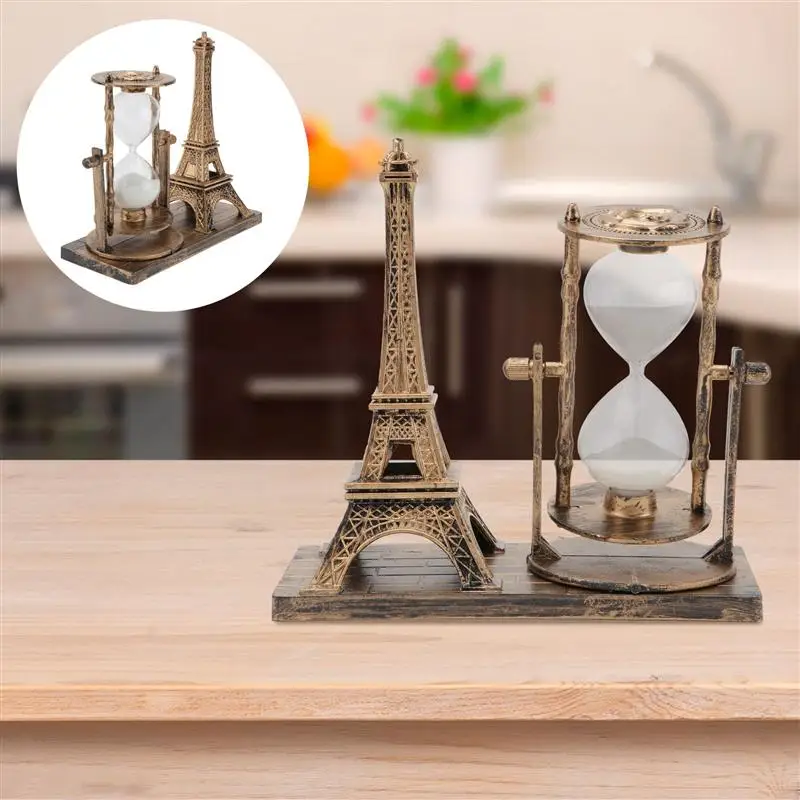 

Retro Hourglass Decor Desktop Sandglass Timer Eiffel Tower Ornament