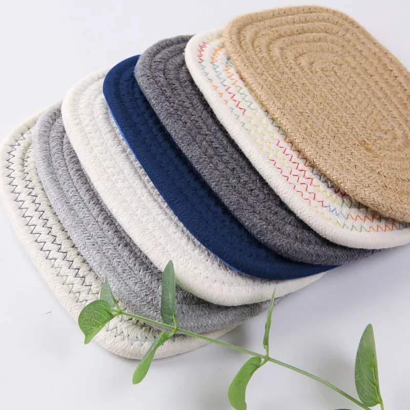 

Cotton Coasters Linen Round Mats Set Insulation Coffee Pad Placemat For Dining Table Kitchen Home Decoration Accessories Modern