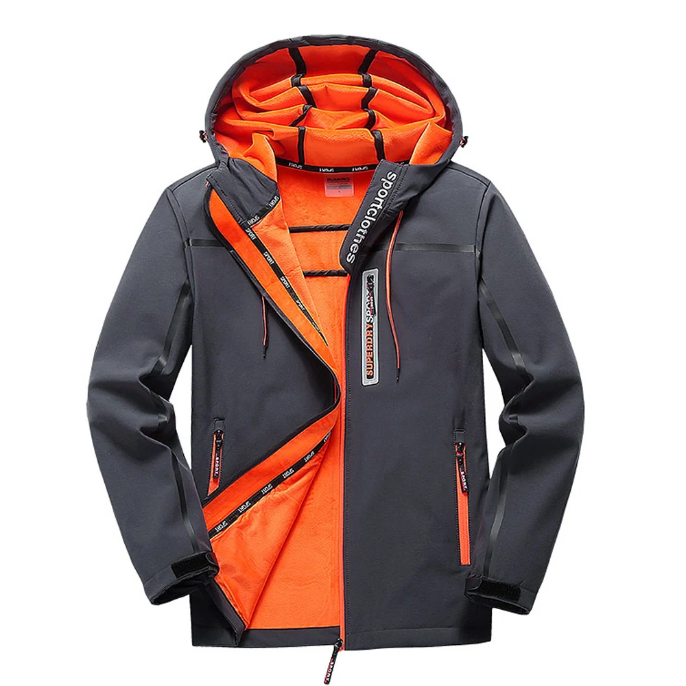 Gray Yellow WWKK флисовая куртка мужская водонепроницаемая тёплая флисовая ветрозащитная верхняя куртка с капюшоном для походов Лыжная походная одежда с капюшоном - Цвет: Gray Yellow