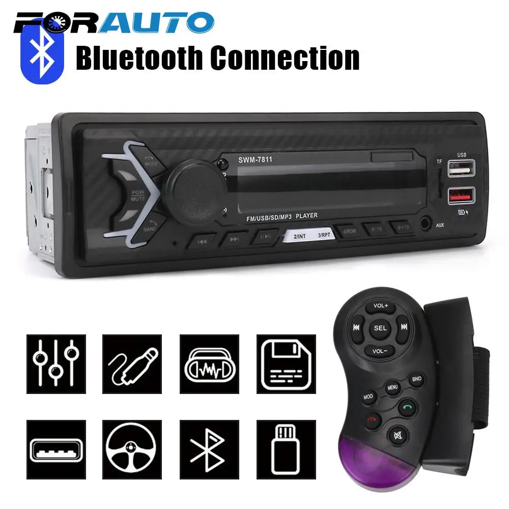 

Авто Стерео Bluetooth AUX Функция с голосовым управлением автомобиля радио мультимедиа SWM-7811/7812 головное устройство Handsfree 1-DIN автозапчасти