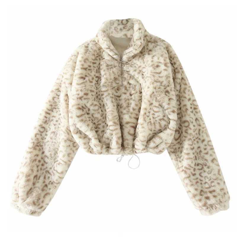 

SeeBeautiful Leopard Ptinting Large Size Jacket Coat Stand Collar Long Sleeve Zipper New Fashion Spring 2021 Women M538