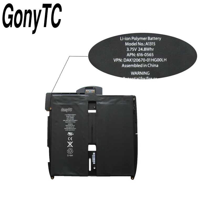 Новый литий ионный полимерный аккумулятор GONYTC A1315 3 75 В 616 Вт для iPad 1 первого