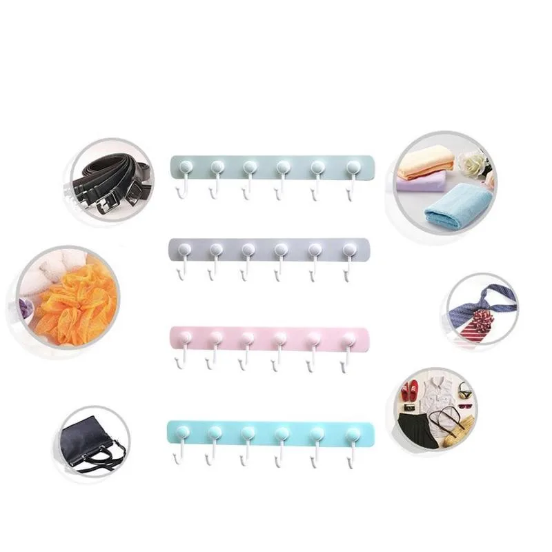 

Multifunction Kitchen Storage Hook Holder 6 Hooks Wall Bathroom For Spoon Hanger Door Scoop Holder Kitchen Organizer Rack P9B7