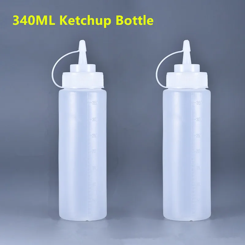 

UMETASS Food Grade 340ML ketchup bottle with Measuring line Soft PE bottles Oil liquid container Leakproof 2PCS/lot