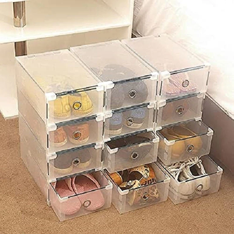 

Shoe Storage Box 10 Pcs Transparent Plastic Shoe Boxes With Lid Stackable Folding Shoe Box
