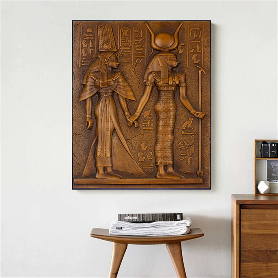 Египетская Картина на холсте египетские иероглифы старые логотипы и буквенные