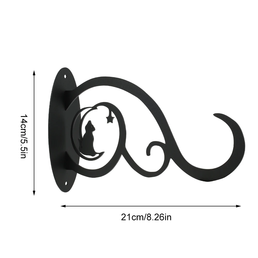 

Mounted Hanging Plant Bracket Cat Hollow Black Iron Wall Hook Garden Hanging Basket Planter Lantern Flower Pot Home Decoration