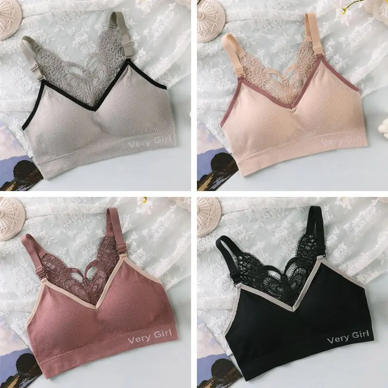 

Women Seamless Back Lace Butterfly Hollow Bra High Elastic Shockproof Daily Casual Fitness Bottoming Breathable Bralette