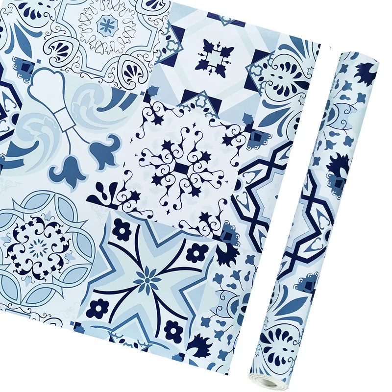 

Balcony Mosaic Imitation Tile Wallpapers Blue Self Adhesive Wallpaper Kitchen Oil Proof Bathroom Toilet Waterproof Wall Sticker