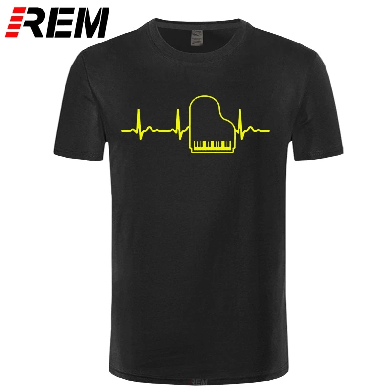 

Style Pianist Piano Heartbeat Thanksgiving Day Team Music Funny T Shirt Men Cotton Short Sleeve T-shirt