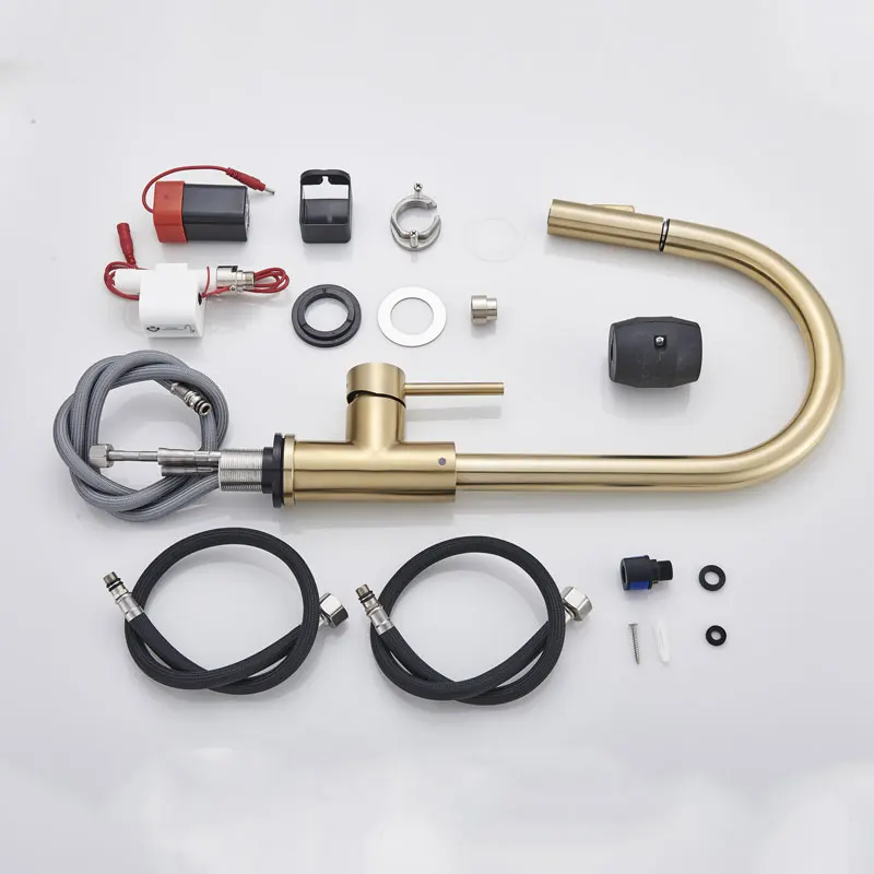 

Brushed Gold Pull Out Kitchen Sink Sensor Faucet Smart Touch Hot Cold Mixer Crane Tap Pull Out Spray kitchen Mixer Black Nickel