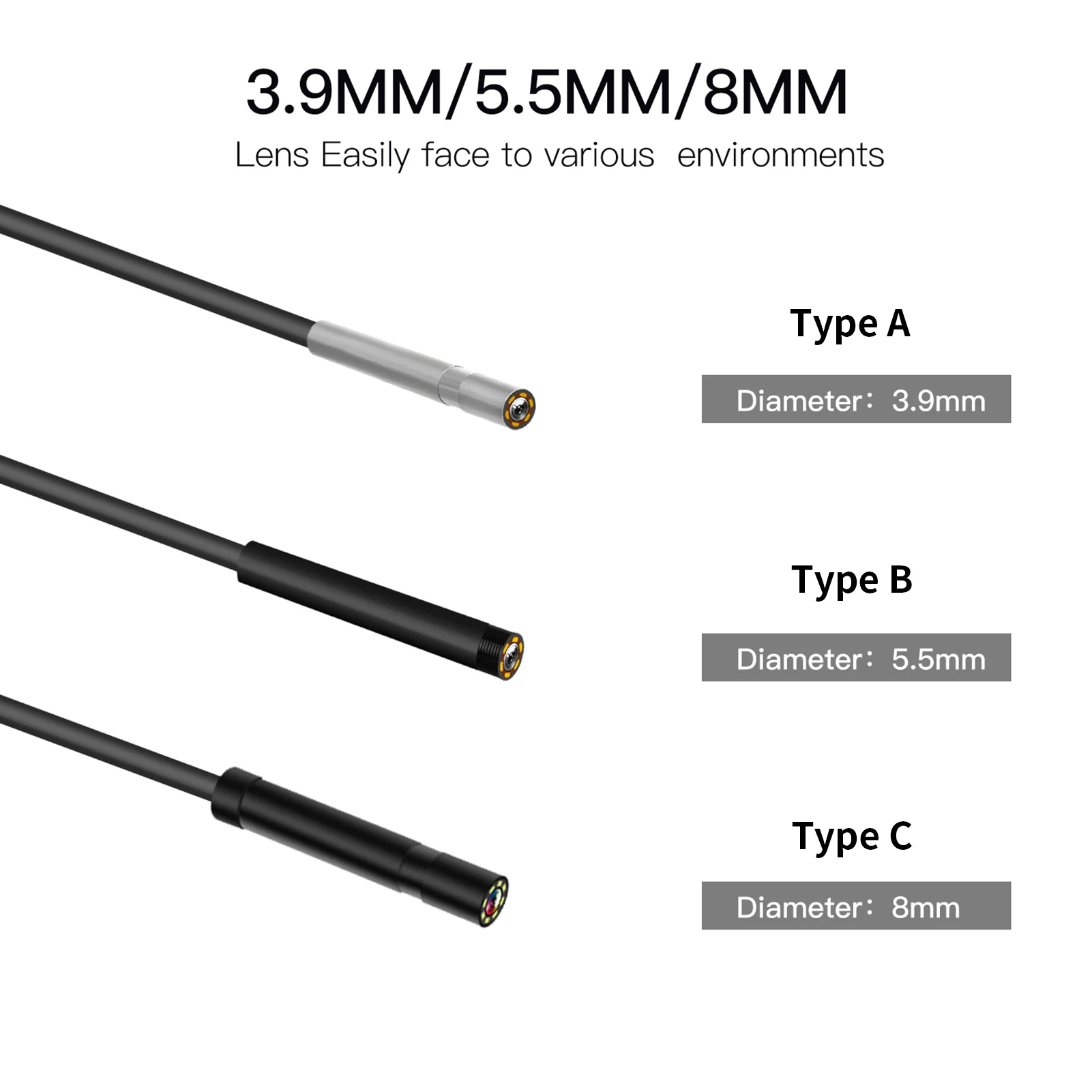 

Industrial Endoscope Camera 2.4 Inches LCD Screen 1080P High Definition Handheld Endoscope Digital Endoscopes with 8 LEDs Light