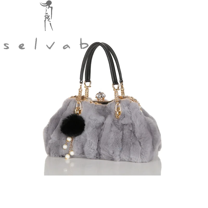 Зимняя новая женская сумка модная меховая высокого качества замок через плечо