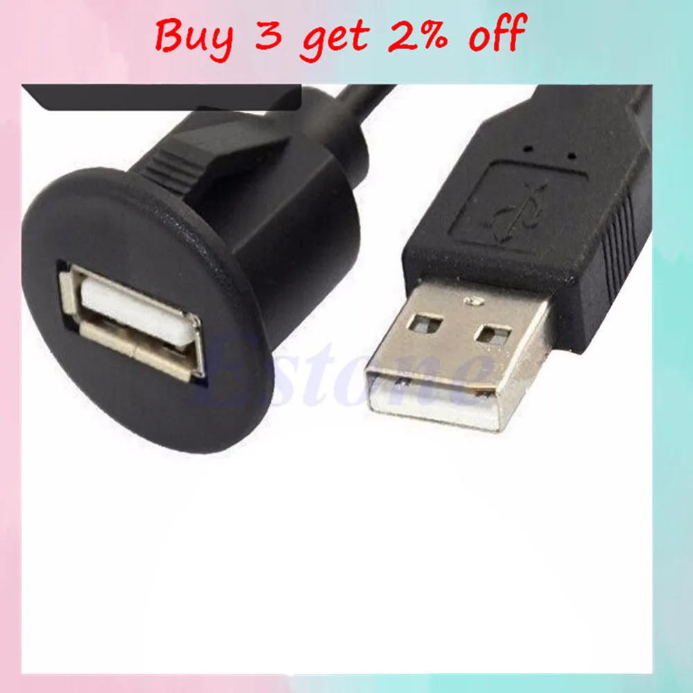 

1m Car Dash Board Mount USB 2.0 A Male To A Female Socket Extension Panel Cable