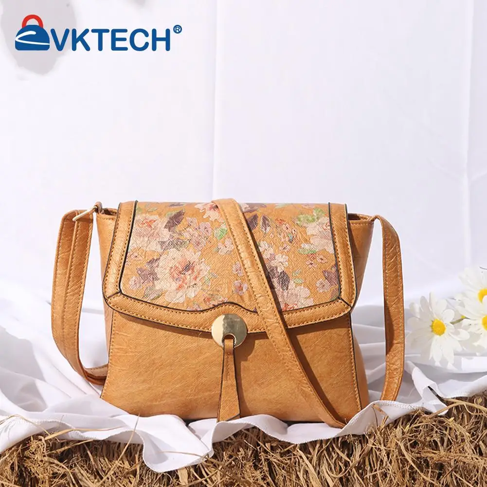 

Women Vintage Flower Printed Clamshell Shoulder Crossbody Messenger Bag Ladies Small Flap Purse Handbags