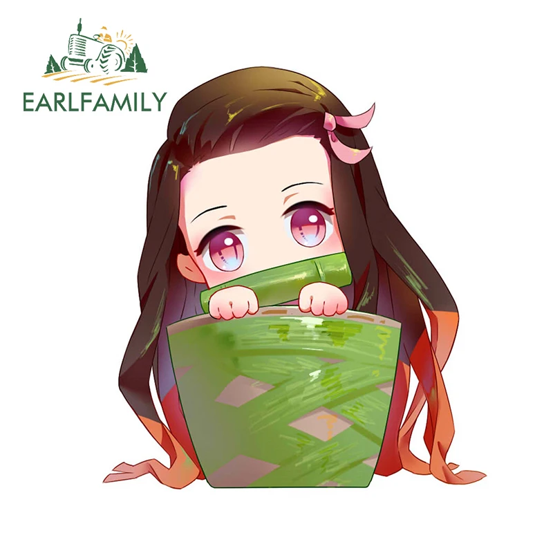 

EARLFAMILY 13cm x 9.7cm for Demon Slayer Funny JDM Car Stickers Vinyl Car Sticker Window Trunk Decal Anime Suitable for VAN RV