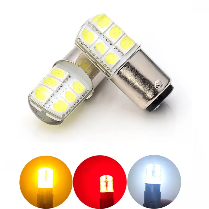 50x S25 1156 BA15S p21w 1157LED White Lights 5050 12SMD Silica gel DC12V Car Rear Tail Parking Light brake Lamp turn Signal Bulb