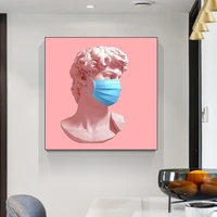 modern statue with mask posters statue pop art home decoration art painting room posters canvas picture cuadros wall decorations