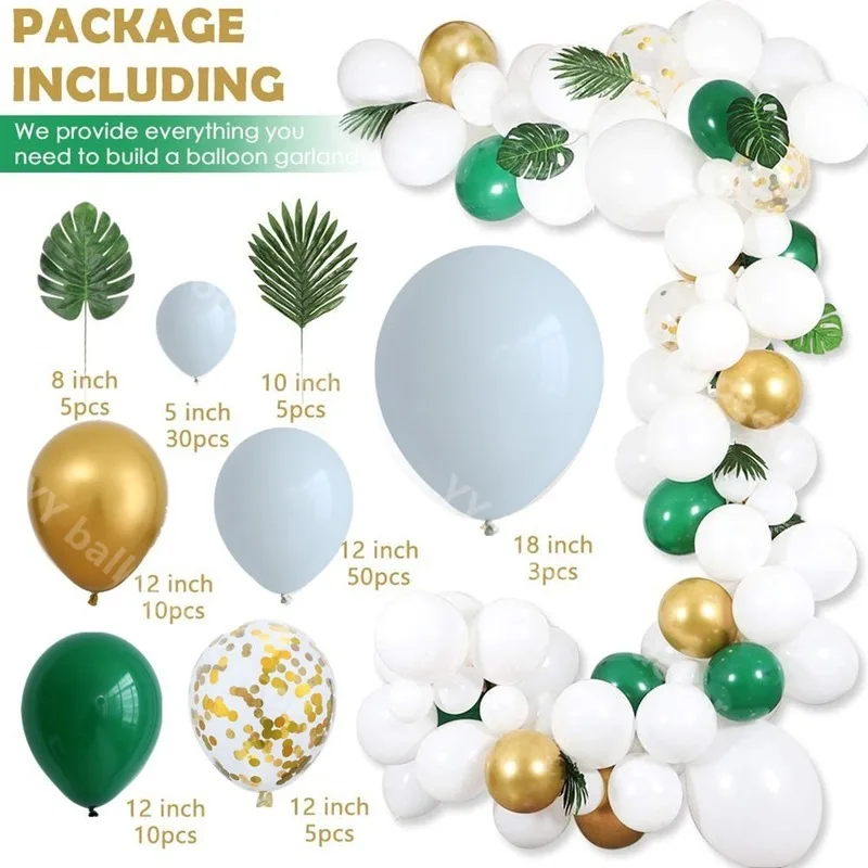 Латексная s гирлянда цепочка лесная тема темно-зеленая Белая Гирлянда