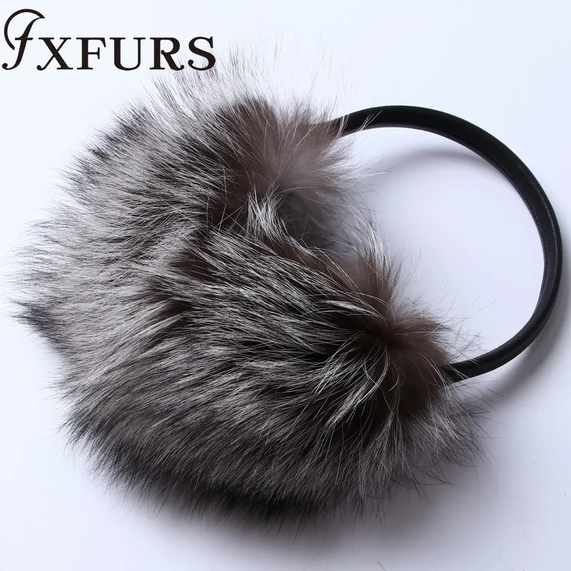 Женские меховые наушники FXFURS модные милые большие из лисьего меха теплые ушанки