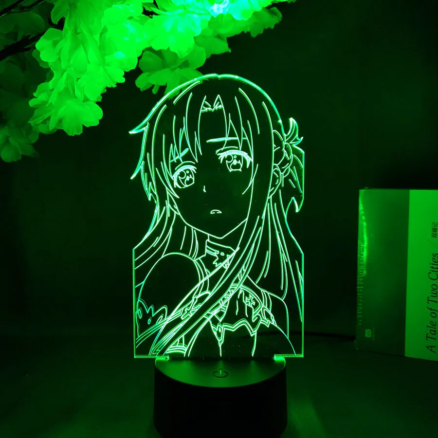 Аниме меч искусство онлайн светодиодный ночник Kawaii манга SAO фигурка Asuna гаджеты