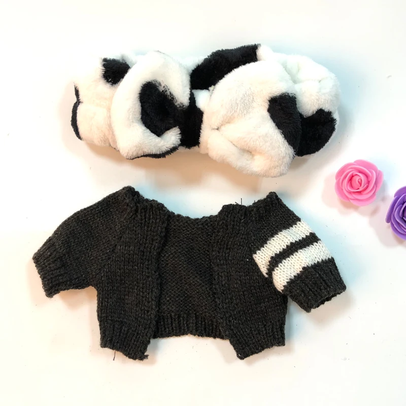 Милые аксессуары для кукол Kawaii девушки повязка для волос мыть лицо бег макияж полосы LaLafanfan кафе утенок плюшевая игрушка Подарки для девочек - Цвет: black Sweater