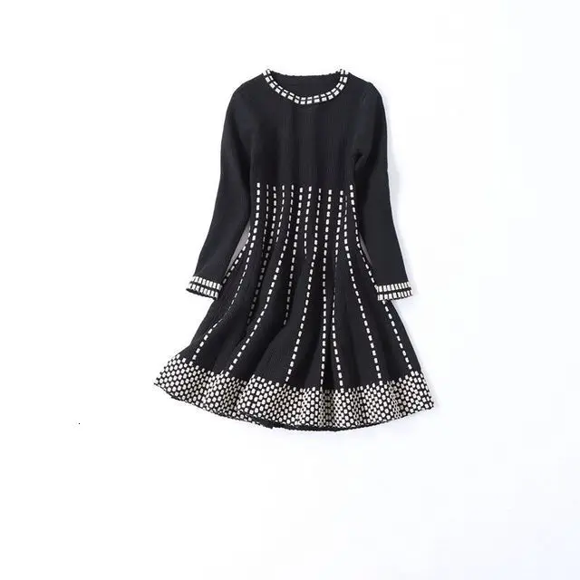 

Dress Knitted Sweater Women Wool Ladies Pullover Sweater Dress Female Winter Autumn Vintage A-line Long Sleeve Casual Vestidos