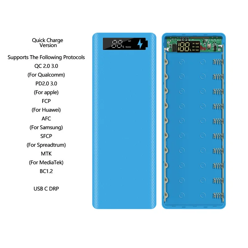 

Быстрая зарядка Qc 3,0, двойной USB 18650, чехол для внешнего аккумулятора «сделай сам», чехол 10*18650, держатель аккумулятора, чехол для аккумулятора