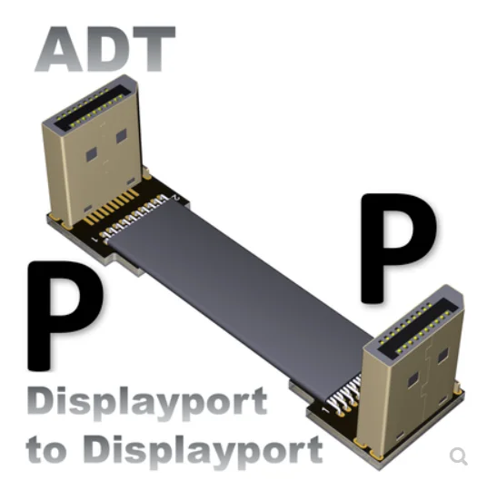 Удлинительный кабель DP штекер-гнездо displayport DP1.2 Угловое соединение плоский