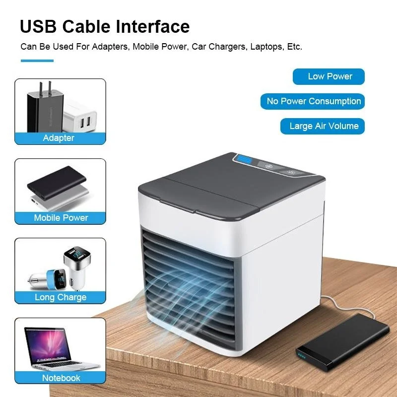 

Household Mini Air Conditioner USB Personal Space Cooler Portable 7 Color LED Air Cooler LCD Digital Display Desktop Fan ce