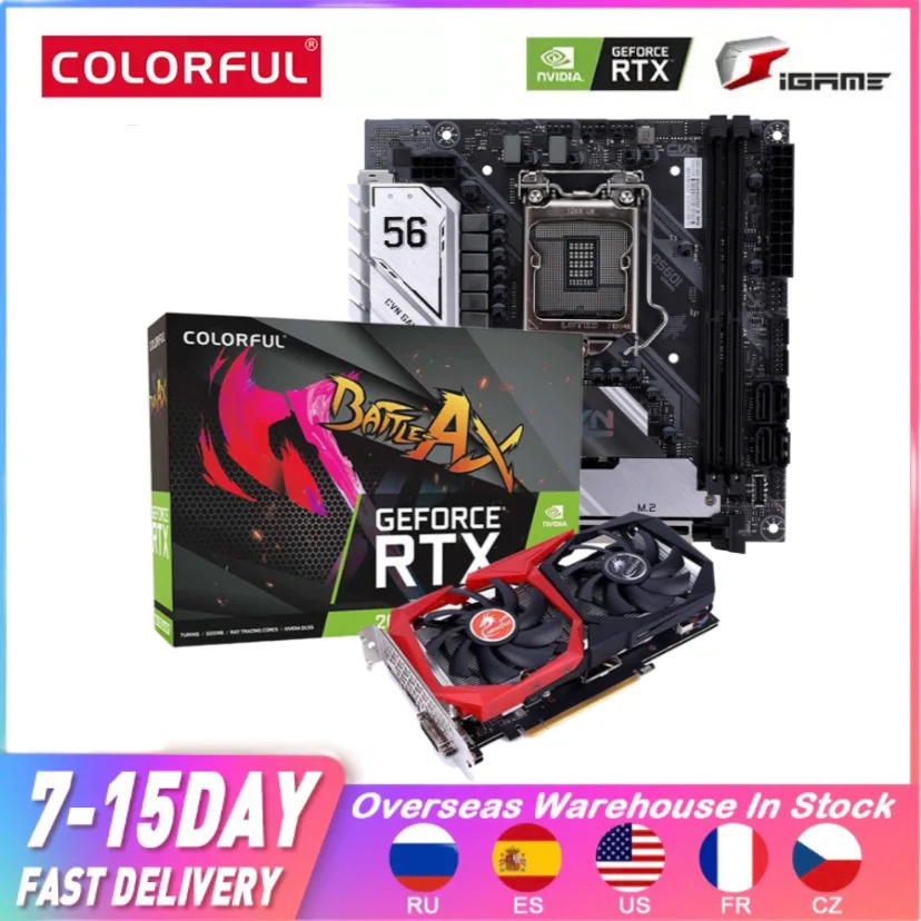 

Игровая материнская плата GeForce RTX2060 SUPER Dual Slot 8 Гб GDDR6 + цветная игровая материнская плата CVN B560I V20