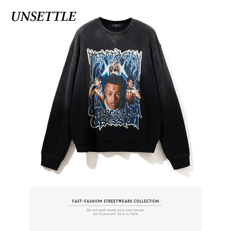 Свитшот мужской оверсайз в стиле Харадзюку вареная одежда пуловер хип хоп