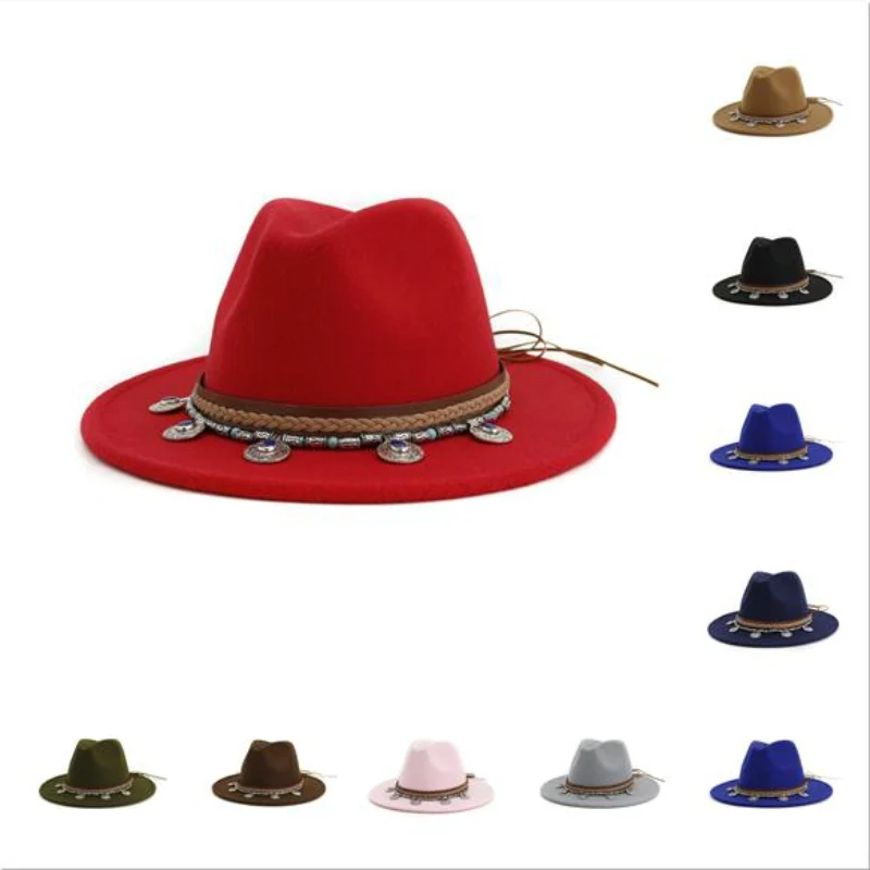 

Мужские и женские Джаз фетровая шляпка шерстяная шляпа ковбойские шляпы С Широкими Полями Фетровая; Сезон осень-зима винтажные шляпы для по...