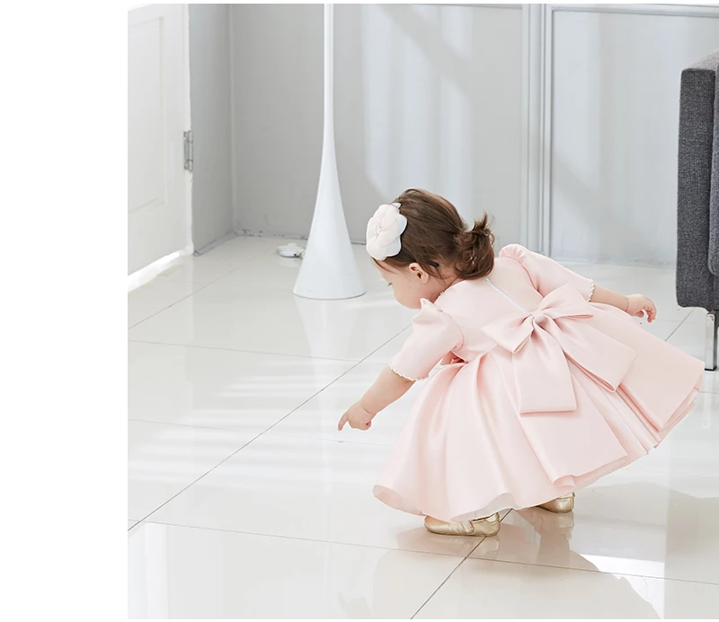 Pink Lace 1 Years Birthday Toddler Girl Baptism Dress Christmas Costumes Newborn Baby Princess Long Sleeve Kids Christening Wear | Мать и