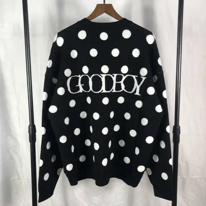 

Onesize Spot pattern Sweater Men Woman Crewneck Vintage RED BLACK GREEN Sweater knitted sweater men