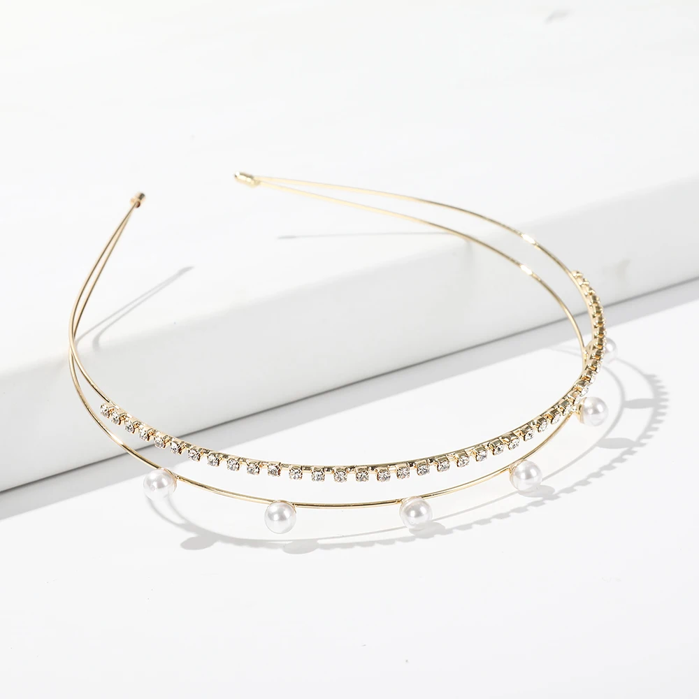 Женский обруч для волос AWAYTR свадебный с кристаллами и жемчугом аксессуар в